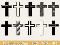 Cross Designs - 10 Hand Drawn Design Elements - SVG + PNG + JPG